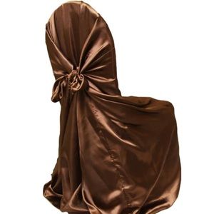 Batch Lot of 6 Universal Satin Self Tie Chair Cover - Chocolate Brown